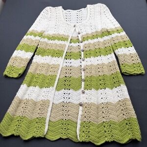 Vintage Handmade Crochet Cardigan Dress Goblincore Boho Cottagecore Size S/M